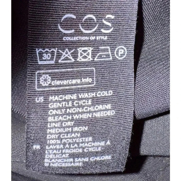 COS Women's Silky Black Short Sleeve Dress Back Ruffle Size 6 relaxed fit - Picture 8 of 10